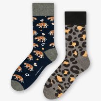 mismatch tijgerprint sokken zonder naadjes op de teen