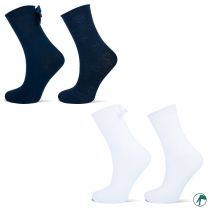 sokken met strikjes wit en marine blauw