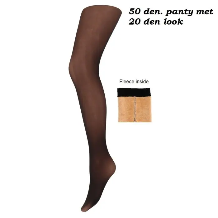 Thermo fleece panty 50 den met een 20 denier look