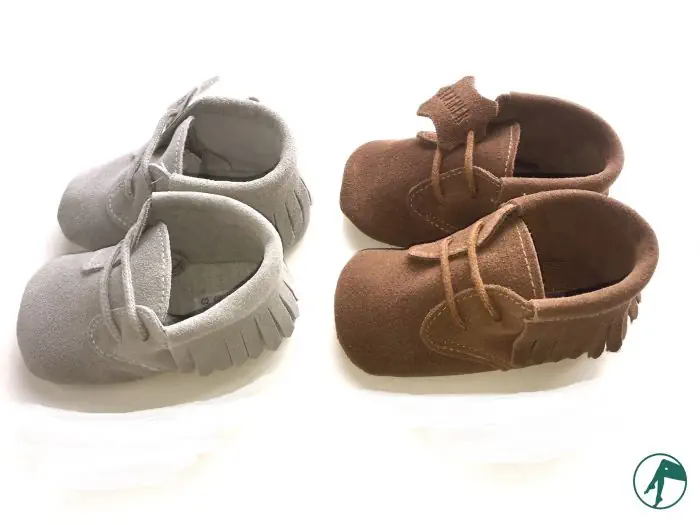 Baby schoentjes van zuiver leder grijs of bruin